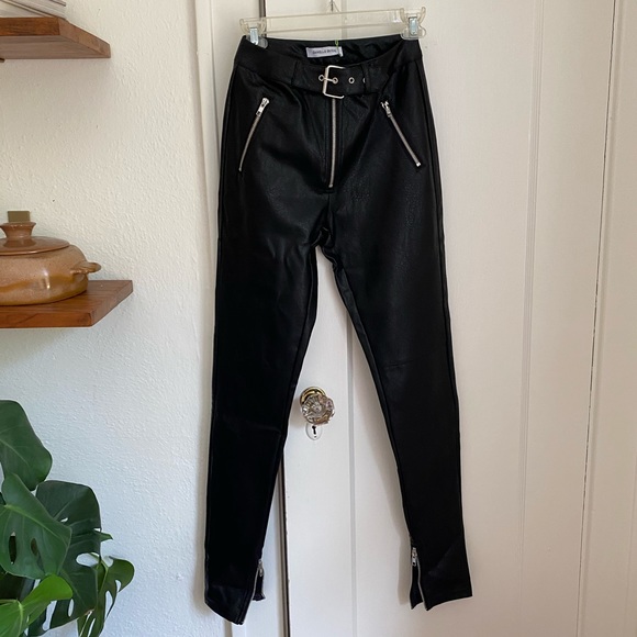 danielle guizio belted leather pants